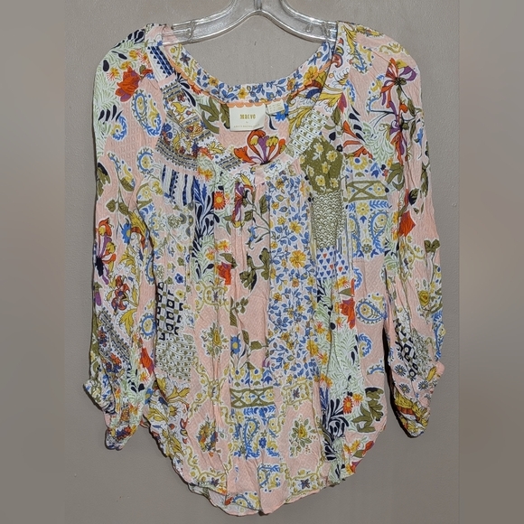 Anthropologie Tops - Mauve Anthropologie Boswell Patchwork Blouse, Size:8, Color:Pink